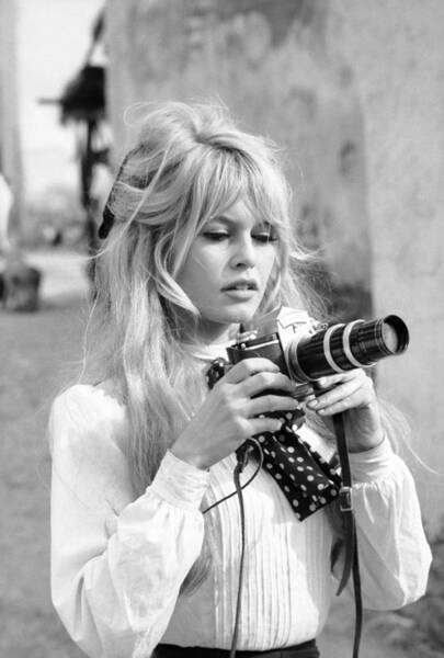 Famous Actress with a Vintage Camera Wall Art