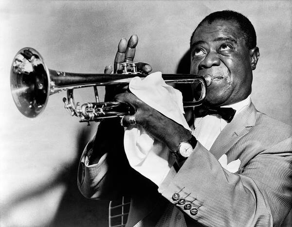 Louis Armstrong Playing Trumpet Wall Art