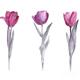 Purple tulips watercolor painting by Joanna Szmerdt