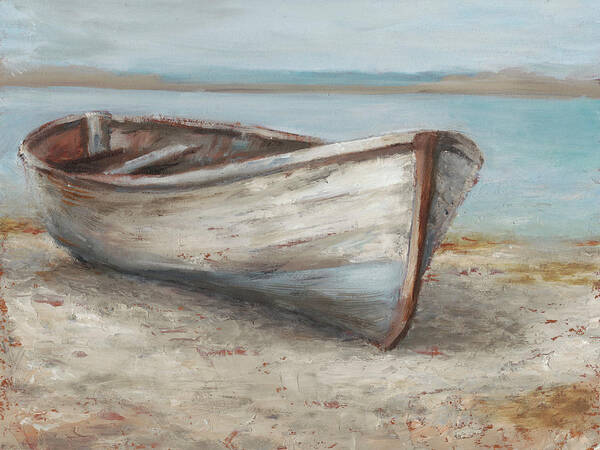 Aging Rowboat on Tranquil Shoreline Wall Art
