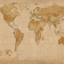 World Map Antique Style by Michael Tompsett