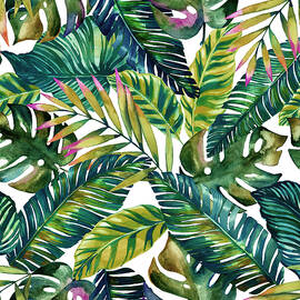 tropical green leaves pattern  by Mark Ashkenazi