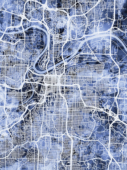 Kansas City Map Art for Sale