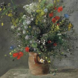 Flowers In A Vase by Pierre-auguste Renoir