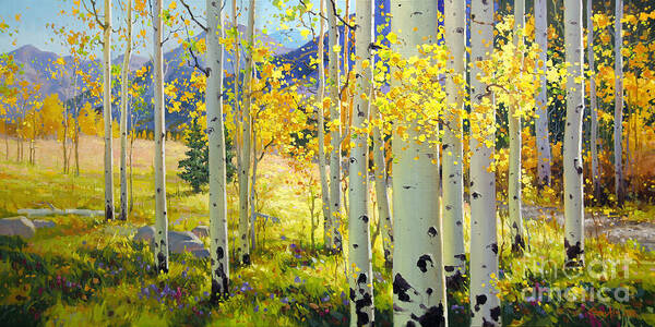Golden Aspen Forest Wall Art