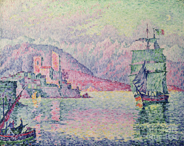 Sailing Ship Near Coastal Town Wall Art