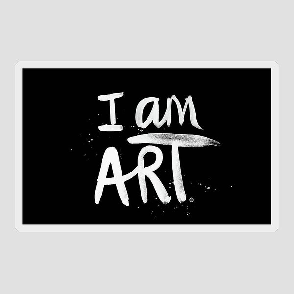 Bold White Typography on Black Sticker