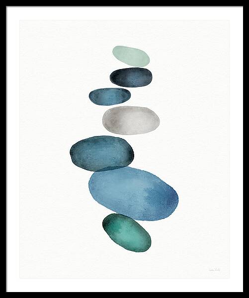 Serene Balance of Blue Stones Framed Print