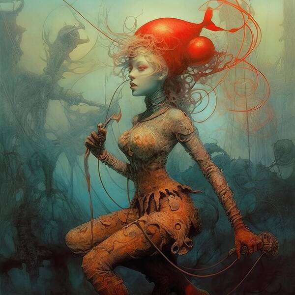 Fantasy Wall Art featuring the painting Busty Jester by My Head Cinema