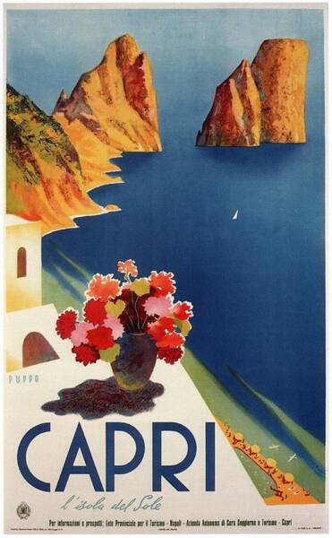 Scenic Capri Coastline with Flowers Wall Art