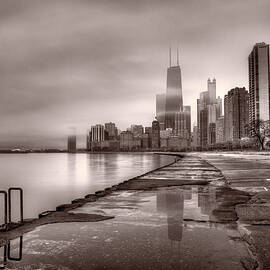 Chicago Foggy Lakefront BW by Steve Gadomski