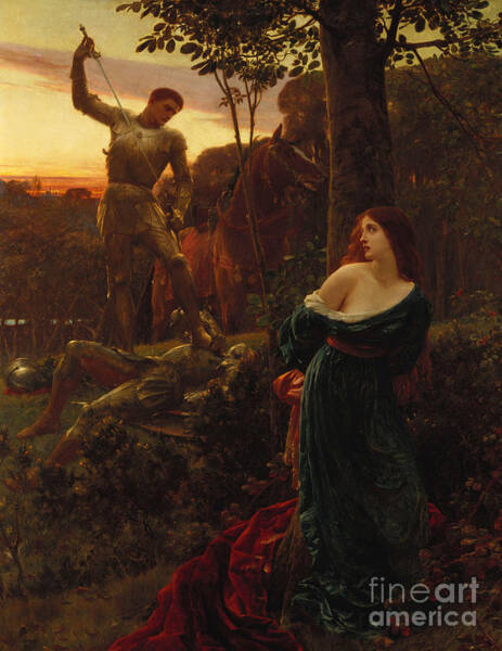 Knight and Lady in the Forest Wall Art