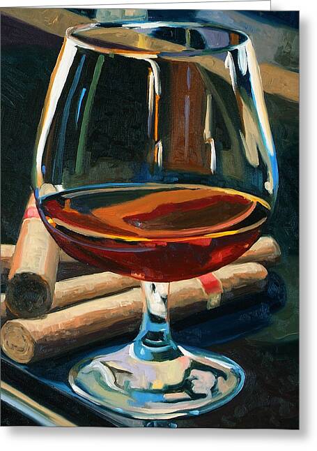 Glass of Brandy with Cigars Greeting Card