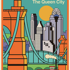 Cincinnati Poster - Vintage Pop Art Style by Jim Zahniser