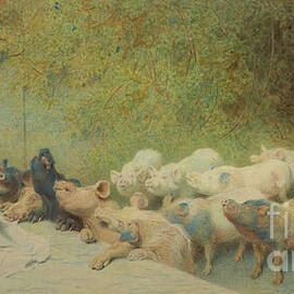 Circe and The Friends of Ulysses, 1871 Painting by Briton Riviere by Briton Riviere