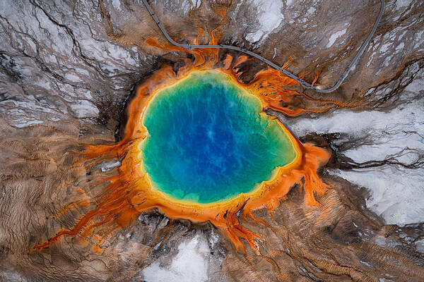 Aerial View of Grand Prismatic Spring Wall Art