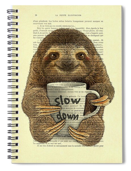 Sloth with Coffee Cup Spiral Notebook
