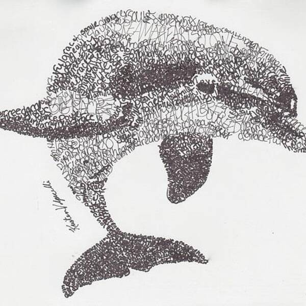 Animal Wall Art featuring the drawing Dolphin by Michael Volpicelli