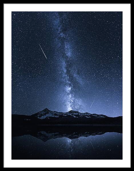 Starry Night Over Mountain Range Framed Print