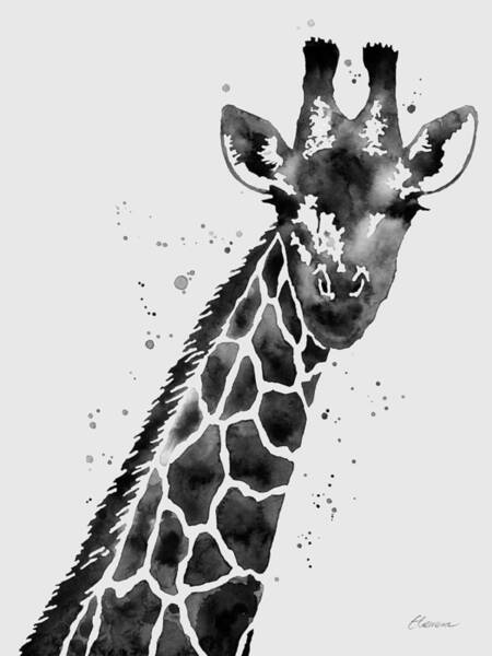 Monochrome Giraffe Portrait Wall Art