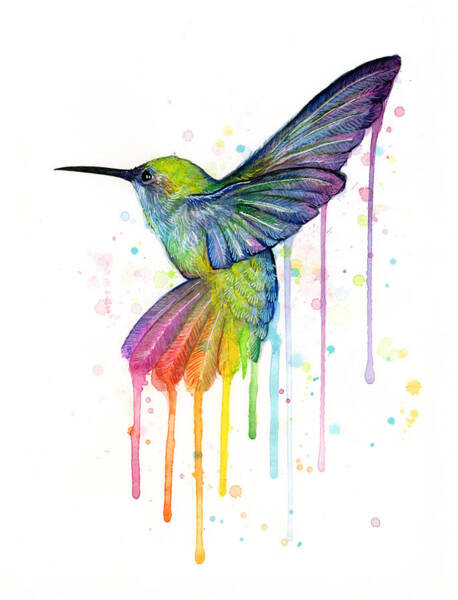 Vibrant Watercolor Hummingbird Wall Art