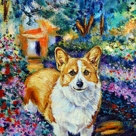In Monet's Garden - Pembroke Welsh Corgi by Lyn Cook