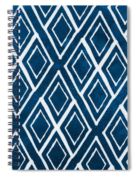 Geometric Blue Diamond Pattern Spiral Notebook