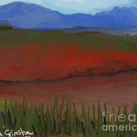 Landscape with Grass and Mountains