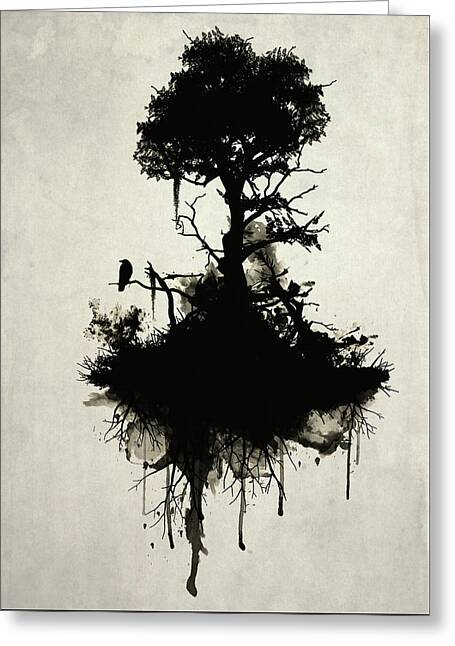 Silhouette of a Tree with Bird Greeting Card