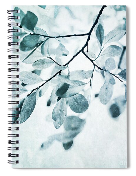 Dusty Blue Leaves on Branch Spiral Notebook