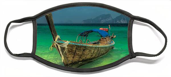 Traditional Boat in Clear Waters Face Mask
