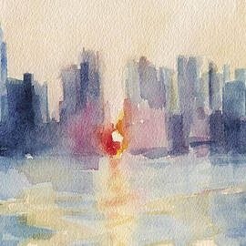 Manhattanhenge New York Skyline Painting by Beverly Brown