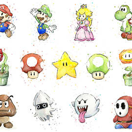 Mario Characters in Watercolor by Olga Shvartsur