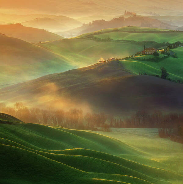 Sunrise Over Rolling Green Hills Wall Art