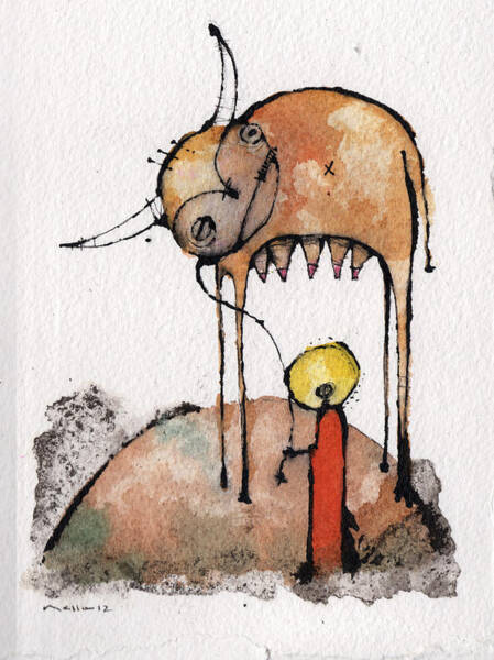 Whimsical Creature and Child Interaction Wall Art