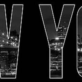 NEW YORK CITY Brooklyn Bridge bw by Melanie Viola