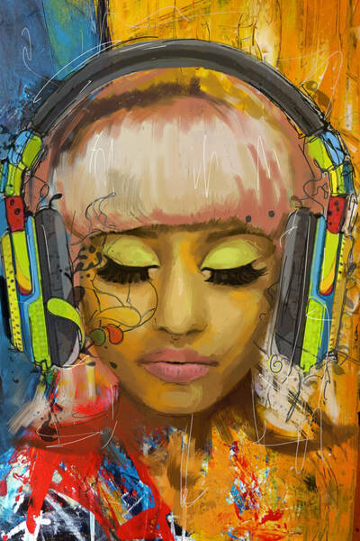 Colorful Headphones Portrait Wall Art