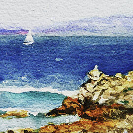 Ocean Shore Watercolor Impressionism  by Irina Sztukowski