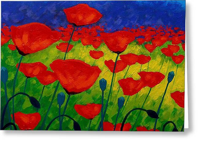 Vibrant Field of Red Poppies Greeting Card
