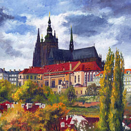 Prague Castle with the Vltava River by Yuriy Shevchuk