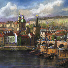 Prague Panorama Charles Bridge Prague Castle by Yuriy Shevchuk