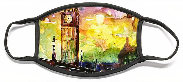 Vibrant London Skyline at Dusk Face Mask