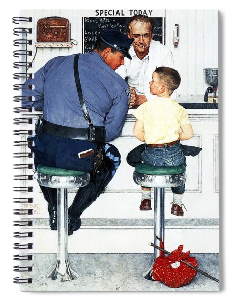Policeman and Young Boy at Diner Spiral Notebook