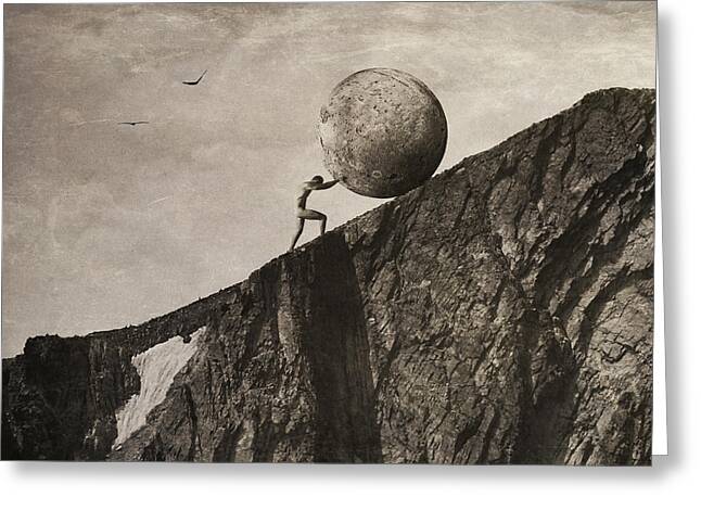 Sisyphus Rolling the Stone Greeting Card