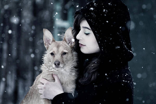 Winter Embrace with a Dog Wall Art