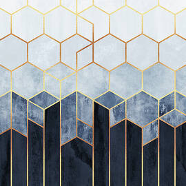 Soft Blue Hexagons by Elisabeth Fredriksson