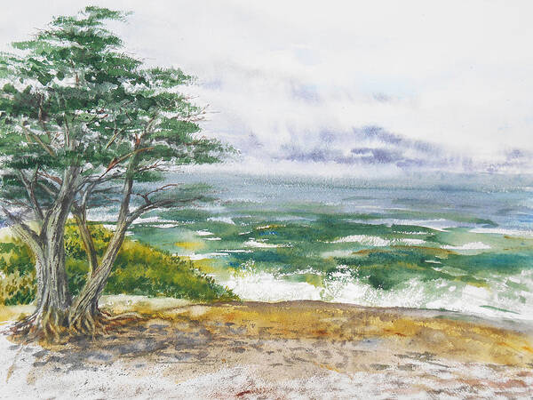 Serene Coastal Landscape with Tree Wall Art