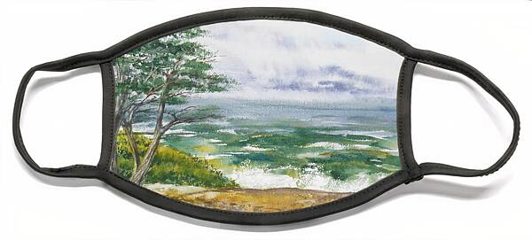 Serene Coastal Landscape with Tree Face Mask