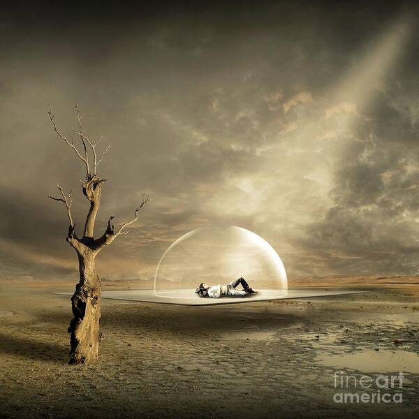 Man Resting Under a Dome in Desert Wall Art