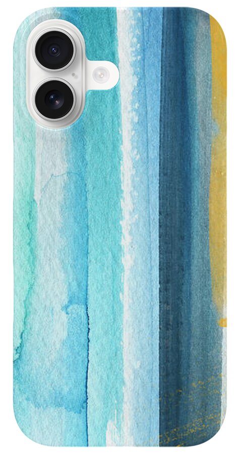 Vertical Stripes in Blue and Gold iPhone Case